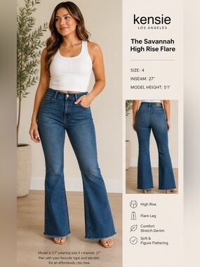 ✨ Kensie The Savannah High Rise Flare Jeans - Size 4 - 27" Inseam